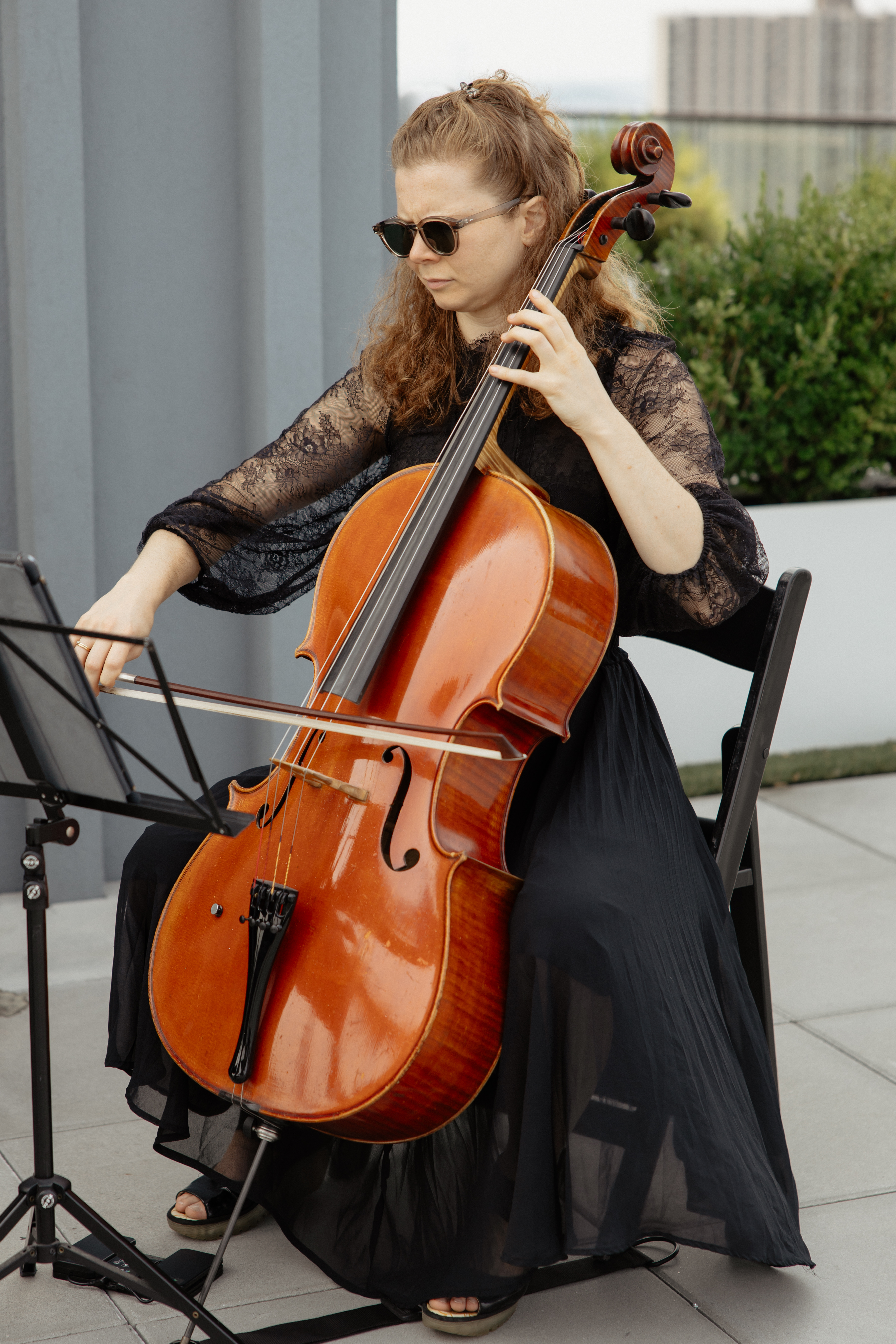 Cellist performing solo